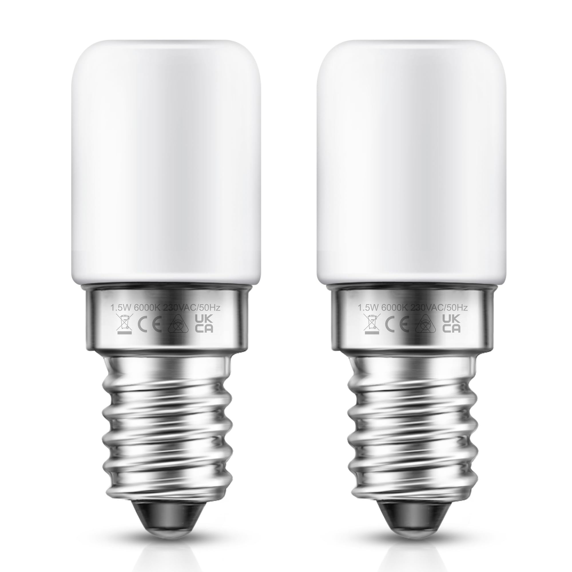 LOHAS-LED E14 Fridge Light Bulbs, 1.5W SES Fridge LED Light Bulbs, 6000K Day White, Replacement for 15W Halogen Lamp, 135LM, 360°Beam Angle, Pack of 2