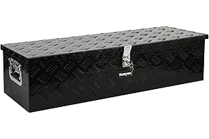 HUAYAW Aluminum Truck Tool Box, Heavy Duty Waterproof Truck Storage Organizer, Pickup Truck Bed RV Trailer with Side Handle, Lock and Keys (Black, 39-INCH)