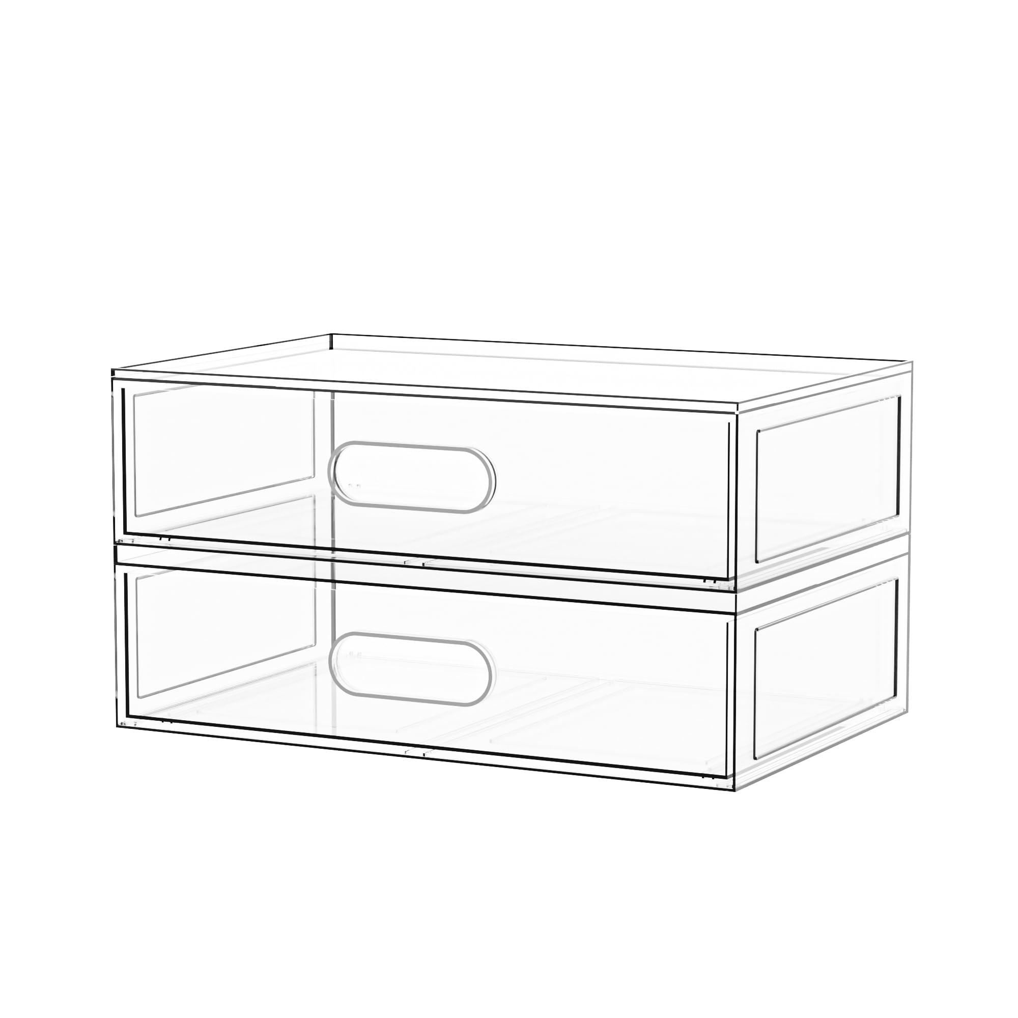 Photo 1 of 2 Pack Clear Makeup Storage Drawer, 12.1''W Stackable Bathroom Organizers and Storage Drawer, Acrylic Cosmetic Display Case For Vanity, Undersink, Cabinets, Desk Organizer