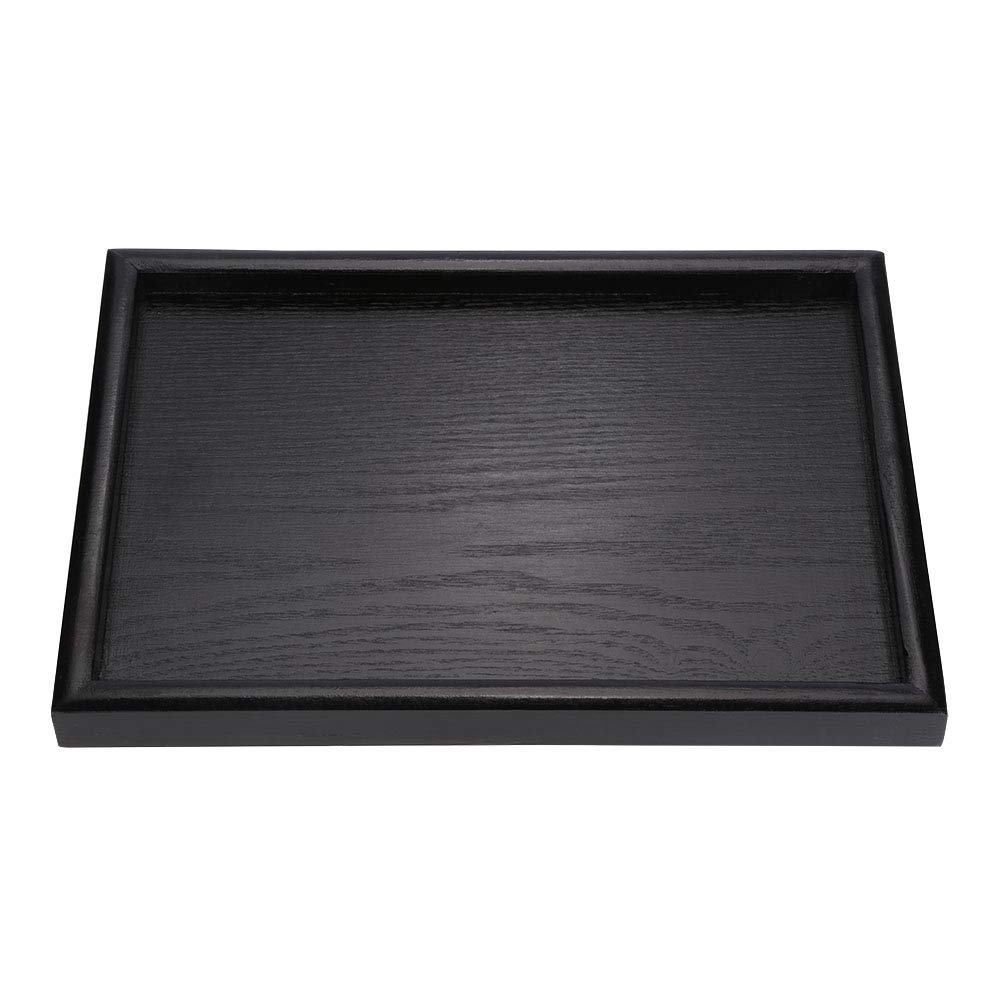 Wooden Tea Tray,Rectangular black solid wood tea coffee snack fruit dessert plate tray(30 * 20 * 2cm)