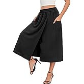 lionstill Women's Novelty Pants Relaxed Fit Capri Culottes Flowy Palazzo Skorts with Pockets