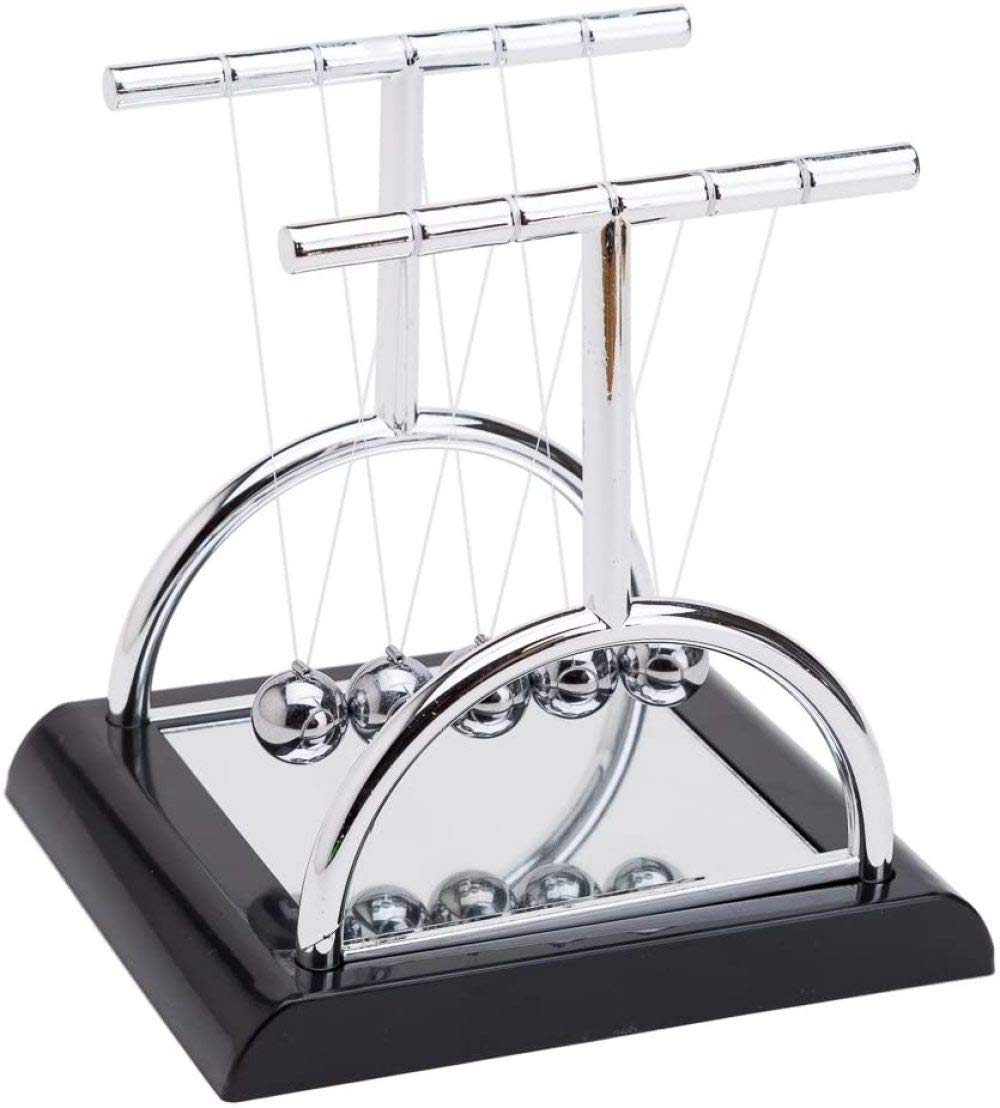 Roskio Newton's Cradle Balance Ball - Swinging Physics Science Pendulum Balls Desk for Office Physics Teacher Decorations T-Shape Black Small