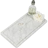 ESHOSS Solid Natural Marble Rectangle Vanity Tray - 9.8"x5" Italy Natural Bath & Counter Organizer, Decorative Jewelry Perfume Holder, Kitchen Coffee Table Serving Tray(White)
