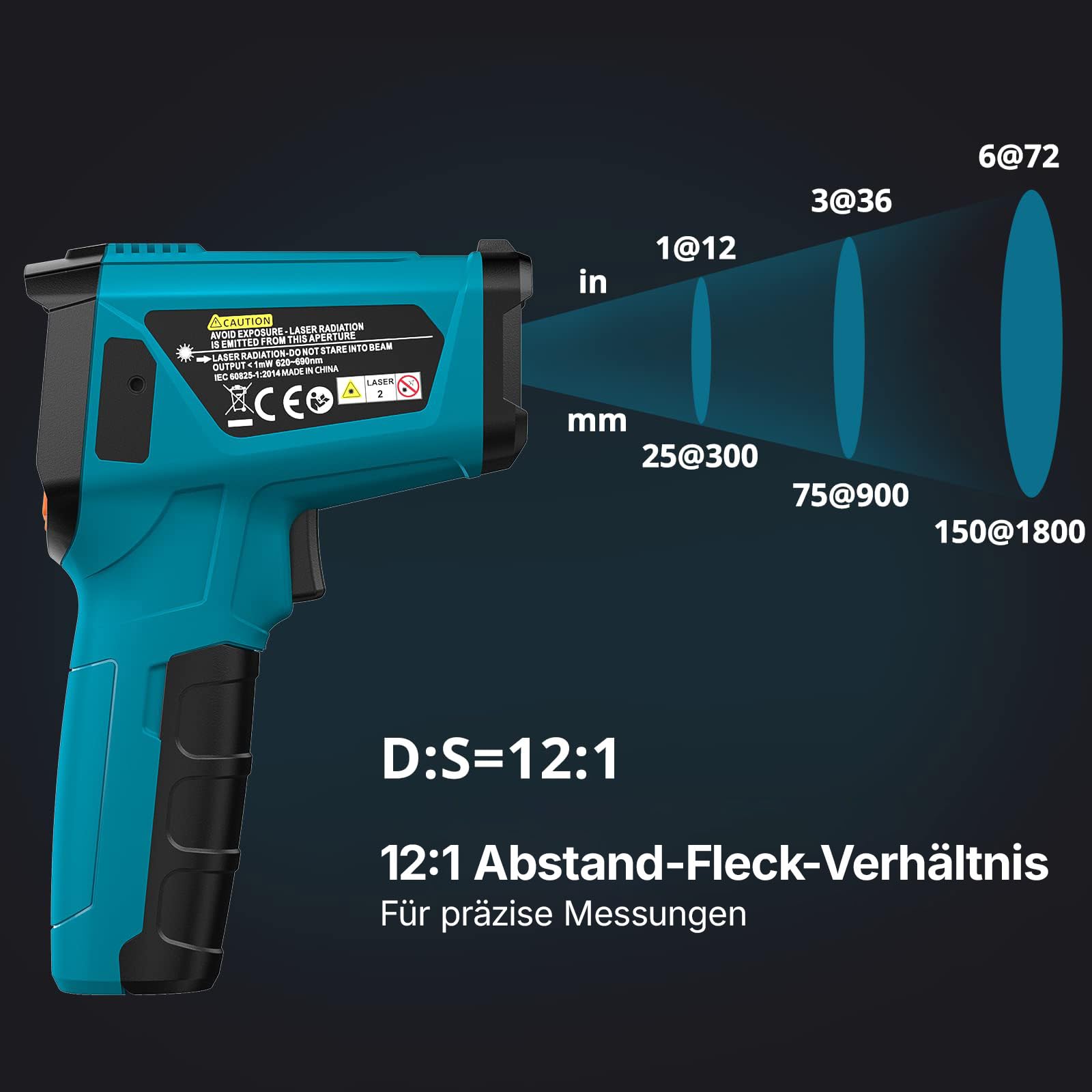 Infrarot Thermometer(nicht für Menschen) -50°C bis 800°C Tilswall IR Digital Laser Temperaturmessgerät mit Kochen LCD Display für Kochen/Barbecue/Pizza Oven/Gefrierschrank/Industrie 4