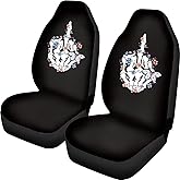 Tomeusey Middle Finger Skull Car Seat Covers Front Seats 2 Pcs for Women Men,Waterproof Saddle Blanket Seats Protector for Cars,Trucks,Van,SUV,Universal Car Interior Accessories Decoration