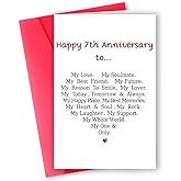 MQMRYeto Funny 7th Anniversary Card For Men Women, Sweet 7 Year Wedding Anniversary Card Decoration For Husband Wife, Romantic Gifts Idea For Boyfriend Girlfriend Couple
