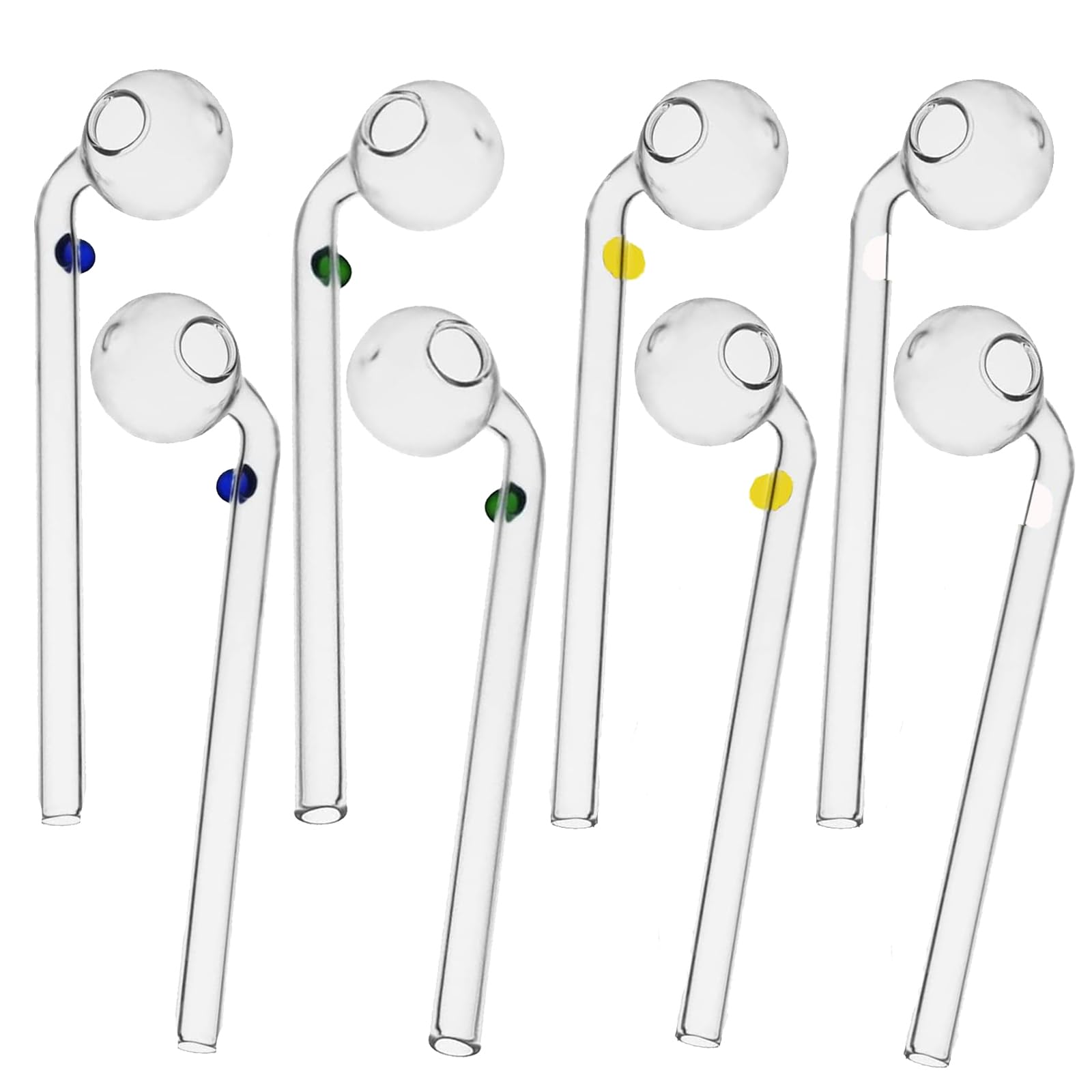 8Pcs Glass Oil Burner Clear Thick Pipe Oil Pipe with Different Colored (5.1 Inches)