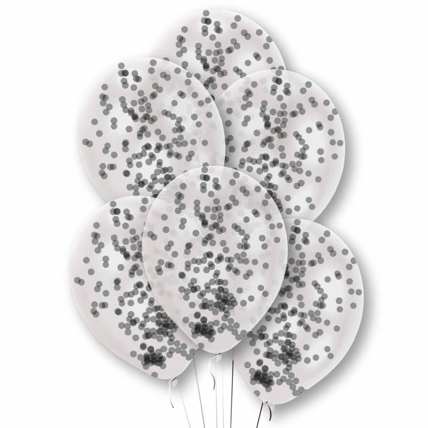 Amscan 9912778 Confetti Balloon Kits Black- 6 Pack