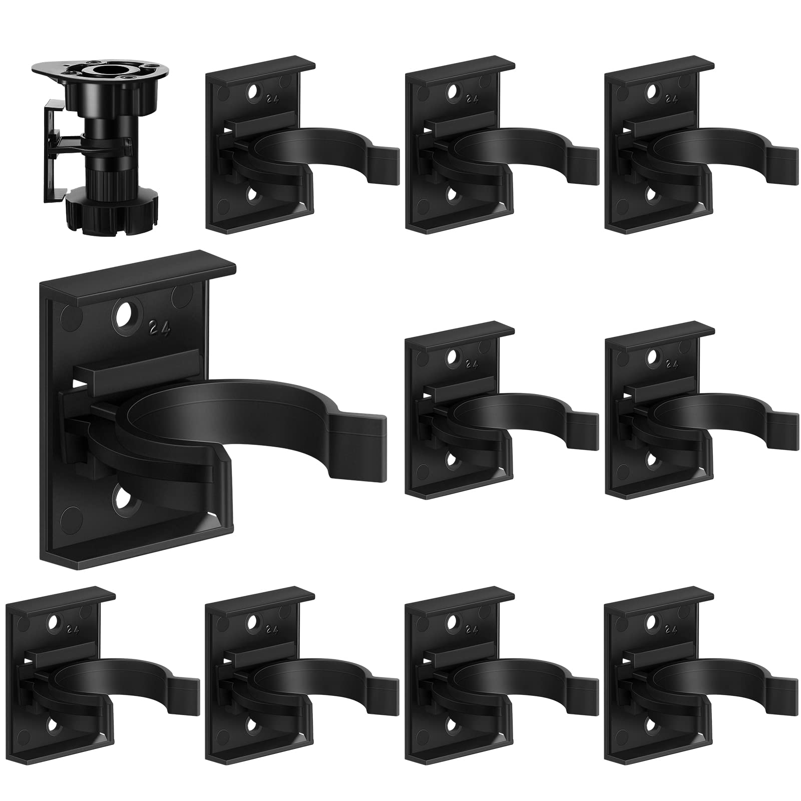 Hotop 10 Sets Bath Panel Clips Kitchen Plinth Kick Board Clips 30-31 Mm/ 1.18-1.22 Inch Diameter Strong with Attaching Bracket Adjustable for Kitchen Cabinets Bed Legs, Black