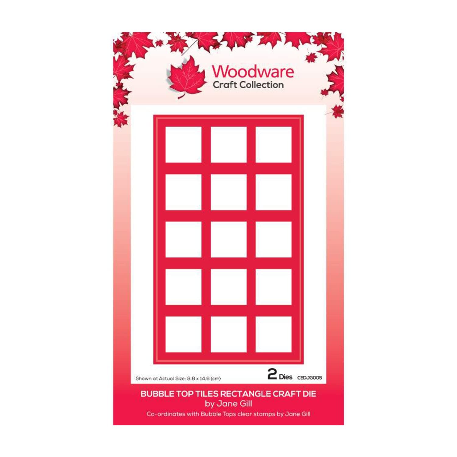 Woodware Jane Gill-Bubble Top Tiles-Rectangle-Craft Die, Metal, 8.8 x 14.6 cm