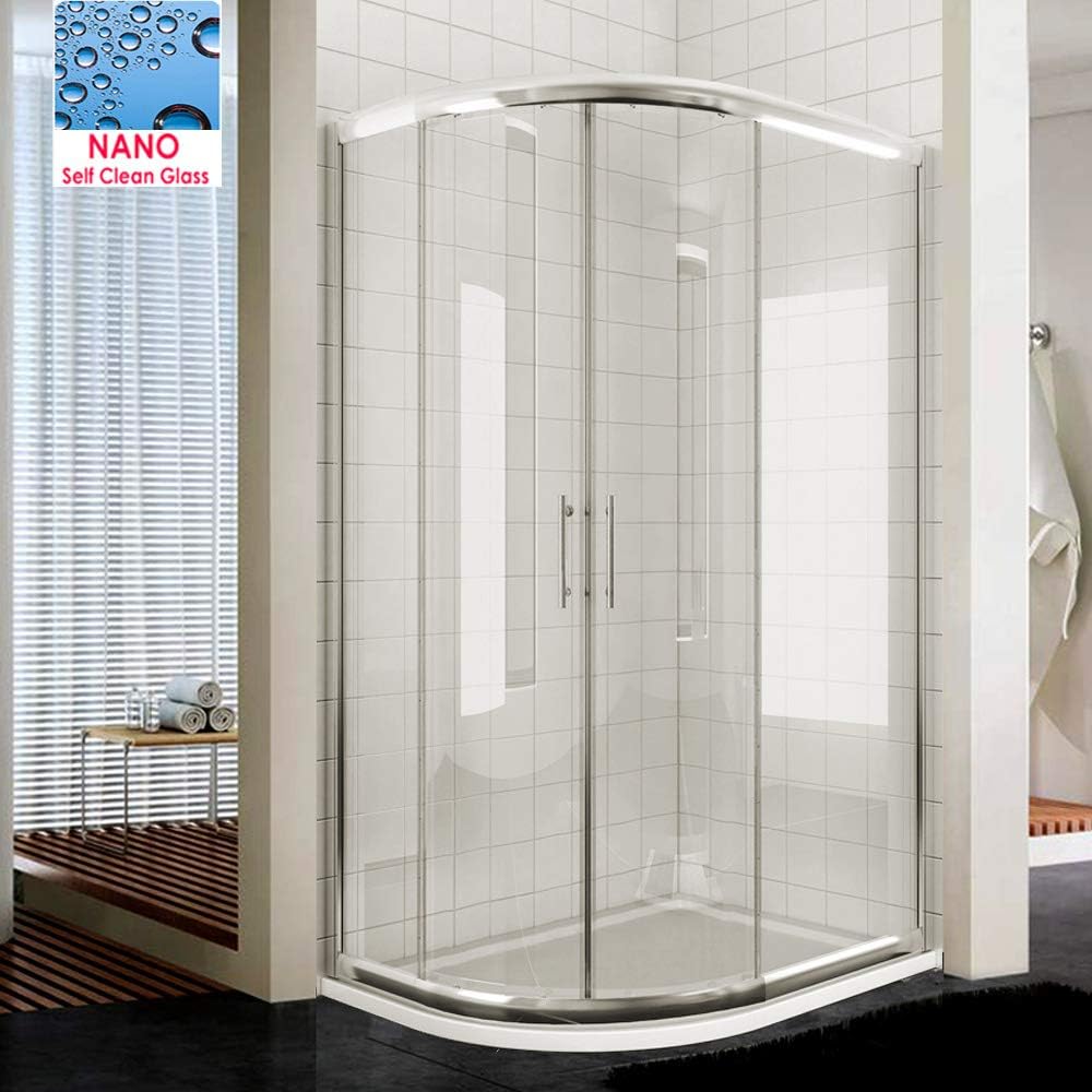 ELEGANT 1200 x 800 mm Left Offset Quadrant Corner Shower Enclosure 8mm