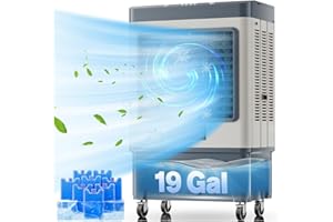 Auertech 48" 6500CFM Swamp Cooler Outdoor, 19 Gal Large Swamp Cooler Air Conditioner with 120°Oscillation, 3 Speed, 8 Ice Pack, Metal Frame Portable Evaporative Air Cooler for Garage, Warehouse