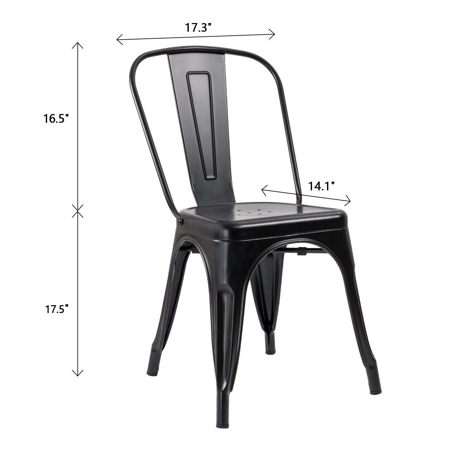 Chairs Jummico Metal Dining Chair Stackable Indoor Outdoor Industrial Vintage Chairs Bistro Kitchen Cafe Side Chairs With Back Set Of 4 Black Patio Lawn Garden