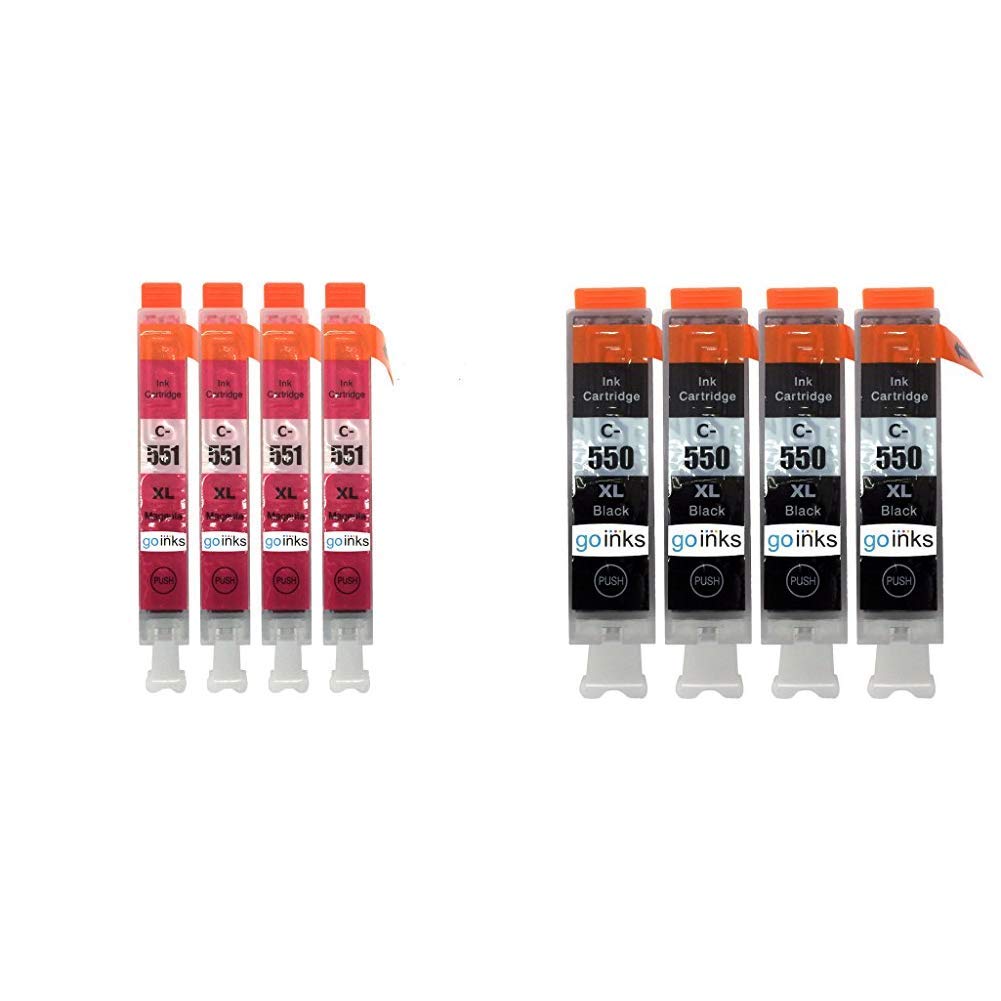 4 Go Inks Black Ink Cartridges to repalce Canon PGI-550Bk Compatible / non-OEM for PIXMA Printers & Go Inks Magenta Ink Cartridges to repalce Canon CLI-551M Compatible / non-OEM for PIXMA Printers