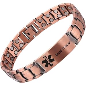 LiFashion Personalized Medical Alert Wristband Antique Copper Medical ID Bracelet Sos Emergency Link Bracelets for Adult Hiki