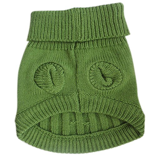 Tangpan Turtleneck Classic Straw-Rope Pet Dog Sweater Apparel (Green,M)