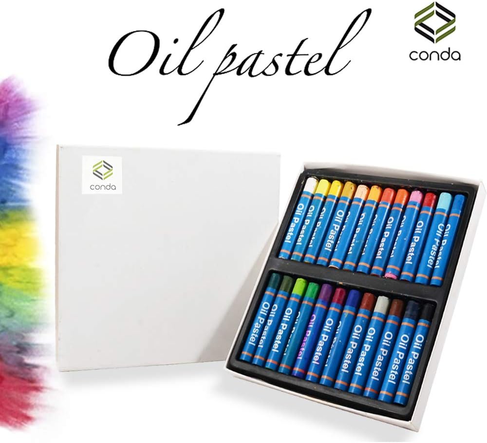 CONDA Oil Pastels Set Assorted Colours 24 (Pack of 24) for Art Drawing