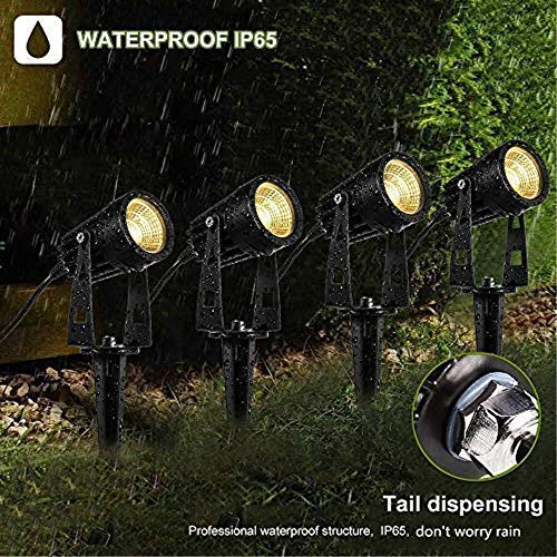 GreenClick 12V Low Voltage Landscape Lights, LED Landscape Spotlight 6.5ft Cable 3W Outdoor Spot Lights IP65 Waterproof Landscape Lighting Garden Tree Pathway Lights with Spike Stand(4 Pack) - Thumbnail 2