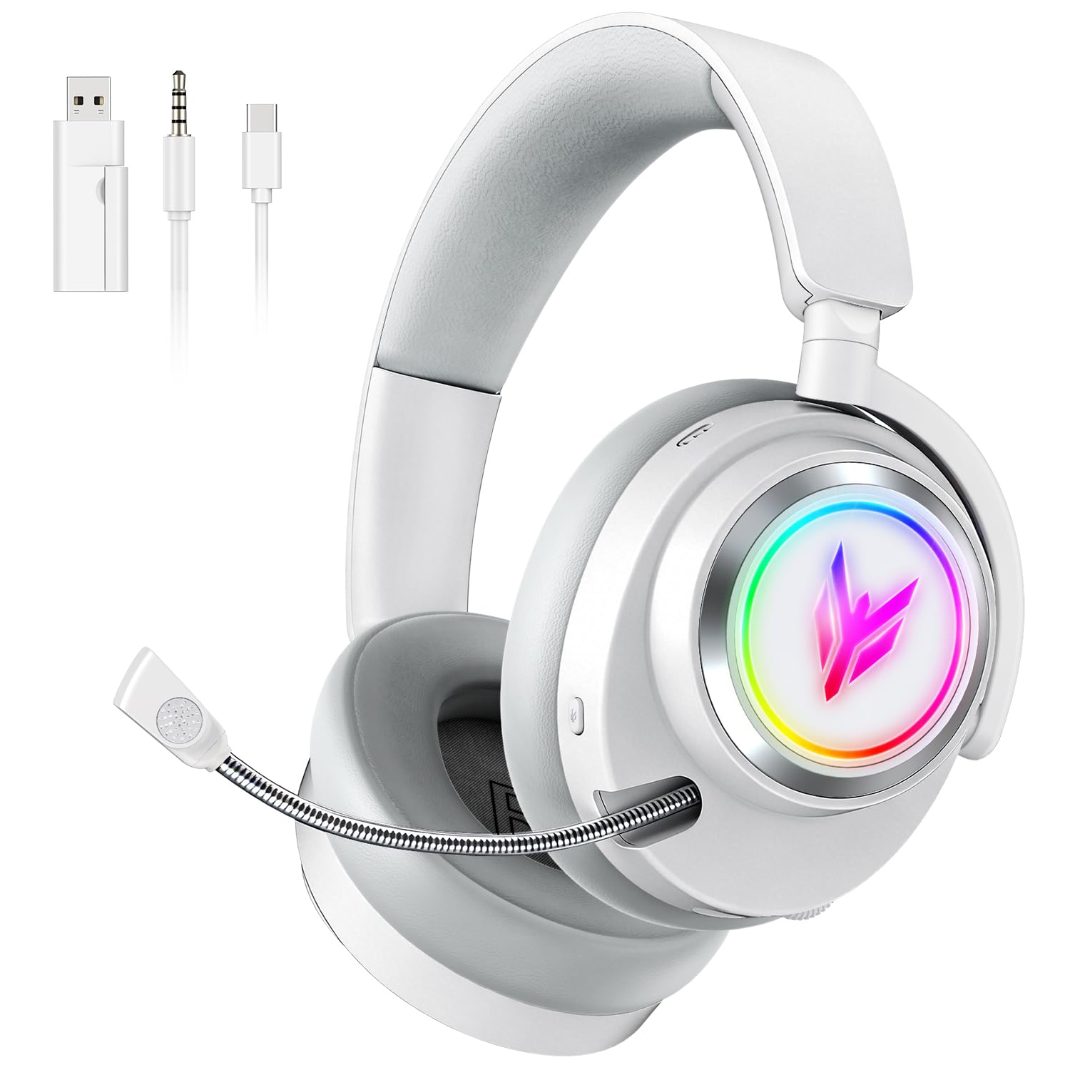 Photo 1 of Wireless Gaming Headset for PS5 PS4 PC Switch Mac - 2.4GHz USB/Type-C & Bluetooth 5.4 RGB Headphones with 100H Battery, 7.1 Surround Sound, Noise Cancelling Mic & 3 Audio Modes (HiFi/Music/Game)