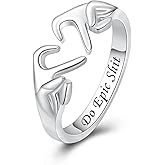 925 Sterling Silver Heart Claddagh Rings for Women Teens Girls, Adjustable White Gold Plated Ring Friendship Promise Love Heart Jewelry Rings Mothers Day Valentines Holiday Gifts for Women Friends