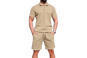 Uni Clau Mens 2 Piece Outfits Summer Polo Shirt and Shorts Set Vacation Workout Sets Muscle Casual Tracksuit