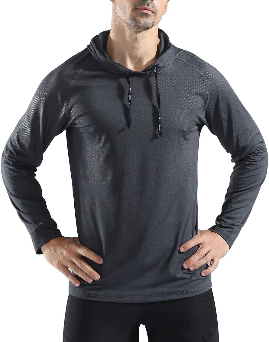Gerlobal Mens Gym Workout Active Muscle Bodybuilding Long Sleeve Hoodies Casual Hooded Sweatshirts