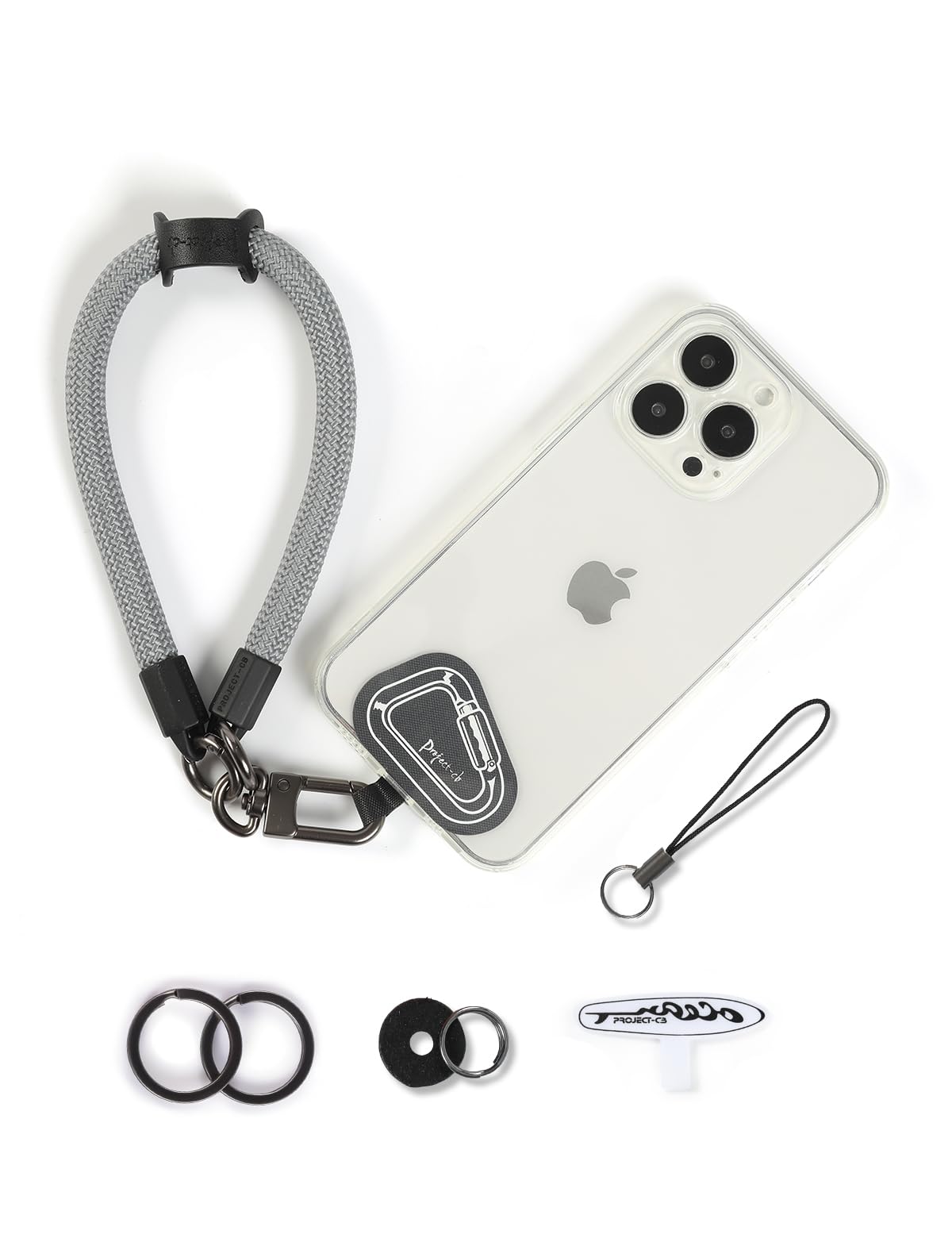 project-cb Hand Wrist Phone Strap,Tether Tab 2,Cell Phone Case Holder,Wristlet Strap for Camera,Lanyard Patch (Gray, 30cm)