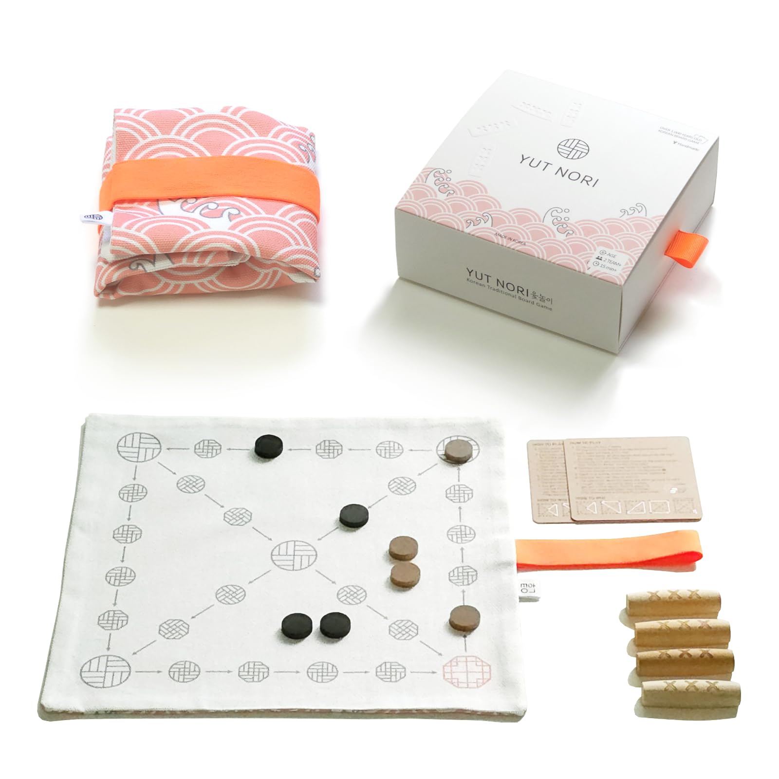 Photo 1 of Giftable YUTNORI(Portable Board Game), Traditional Korean Party Game (with Unique Dice), Korean Folk Game YUNNORI, 2~4Teams, 15min, Strategy & Luck, Fast Pace, 6+yr, Mini Board Game