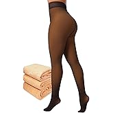 Amzshe Fleece Lined Tights for Women, Winter Fake Translucent Warm Pantyhose
