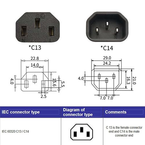 C13 Auf C14 Adapter 90 Grad (nach Unten) – 10A/250V, IEC Stecker, Für PC, Monitor & Netzteile, Flexibel In Der Ausrichtung
