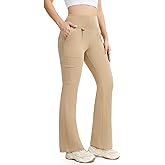 LXP Yoga Flare Leggings for Women high Waisted Stretchy Lightweight Cargo Work Pants with 7 Pockets for Workout,Travel Wear