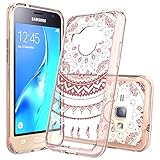 Galaxy J1 2016/Luna/Amp 2/Express 3 Clear Case with HD Screen Protector,AnoKe [Scratch Resistant] Catcher Mandala Flower Cute Grils Ultra Slim Acrylic TPU Hybrid For J1 J120M TM CH Rose Gold
