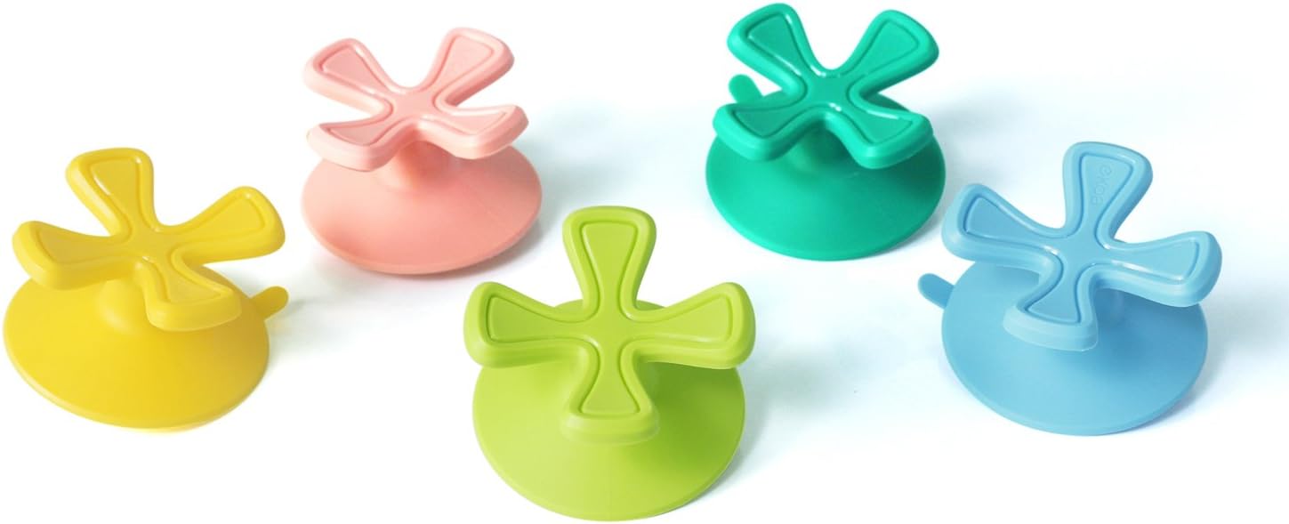 5Pcs Pack Strong Suction Cup Hook Holder,Removable Sucker Hanger with Lucky Four-leaved Clover Shape Ideal for Wall Window Bathroom Kitchen,Color- Green,Yellow,Pink,Blue,Turquoise