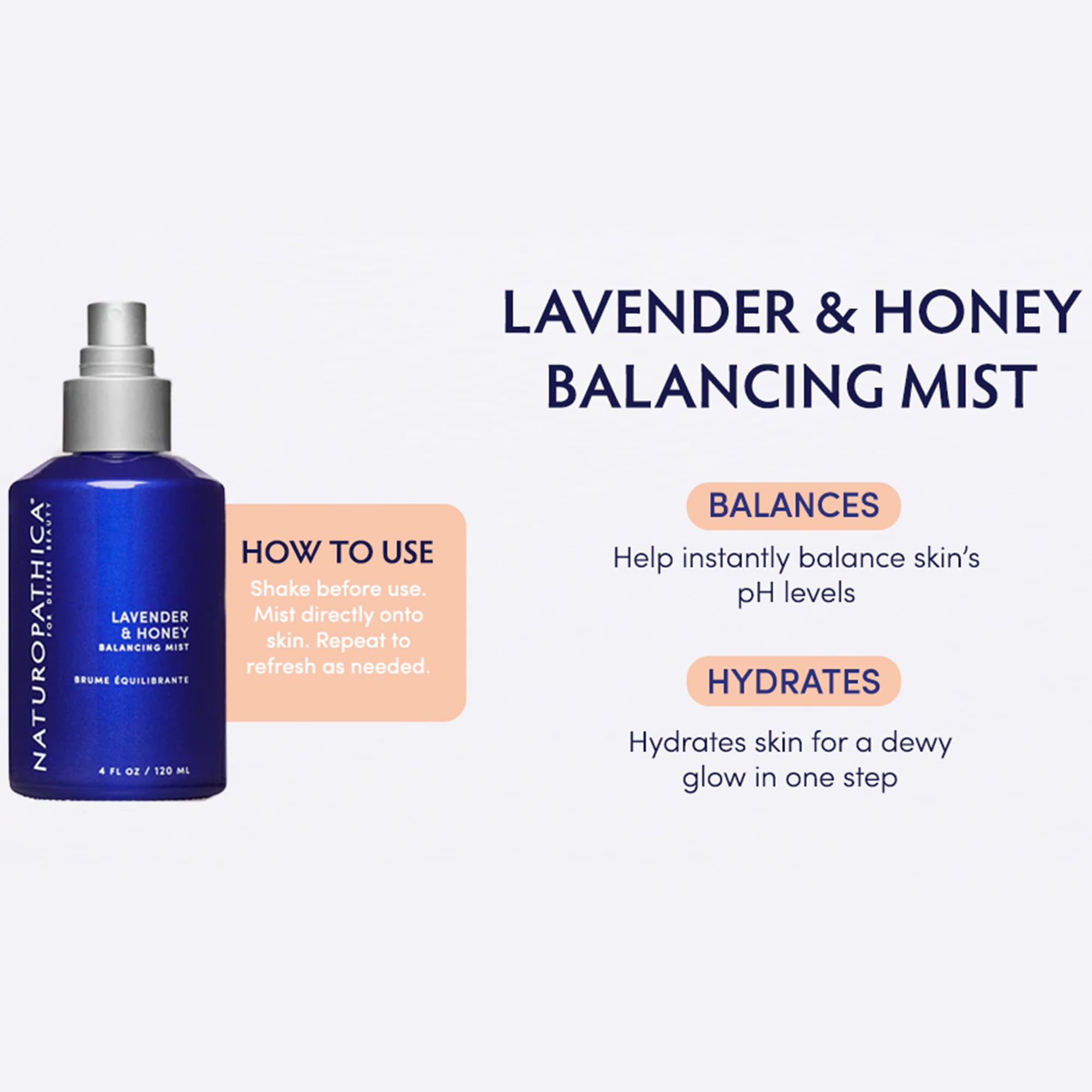 Naturopathica Lavender & Manuka Honey Face Mist, Face Spray for Moisturizing, Calming & Balancing Skin, Facial Spray to Help Reduce Redness & Boost Hydration, Purifies Skin, 4 fl oz