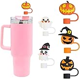 Saizamol Halloween Straw Cover Cap 10mm Reusable Cute Ghost Drinking Straw Topper Accessories, Portable Protector Plugs Decorations Gifts for Party Halloween 5Pcs