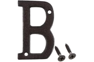 Betorcy 3 Inch Address Number, House Numbers for Outside, Cast Iron Metal Letter Garden Door Mailbox Decor with Screws, Black Letter B