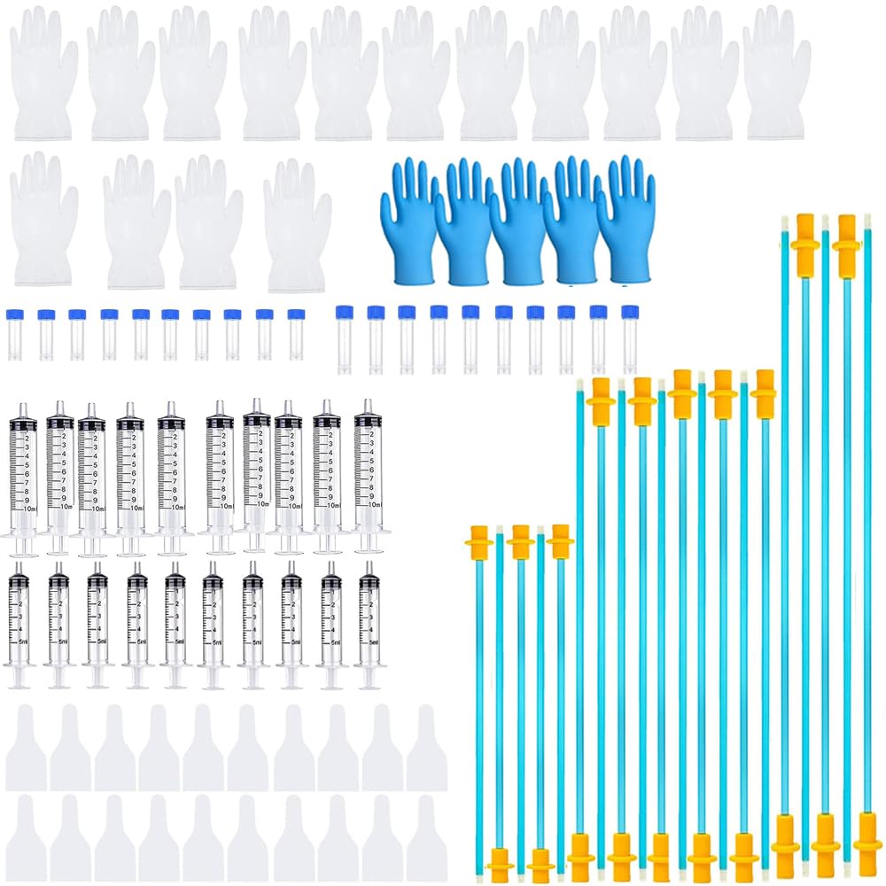BIPY 100PCS Dog Insemination Catheter Syringes Sterile Canine Semen Collection Bag Centrifuge Tubes Disposable Glove Artificial Insemination Breeding Tube Using Matched livestock Dog Pig Sheep