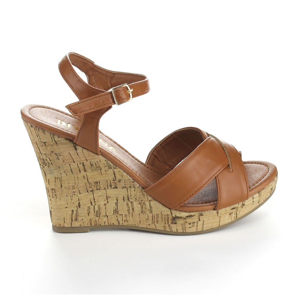 Diviana Carina65 Womens Criss Cross Cork Platform Ankle Strap Wedge Sandals Shoes Women