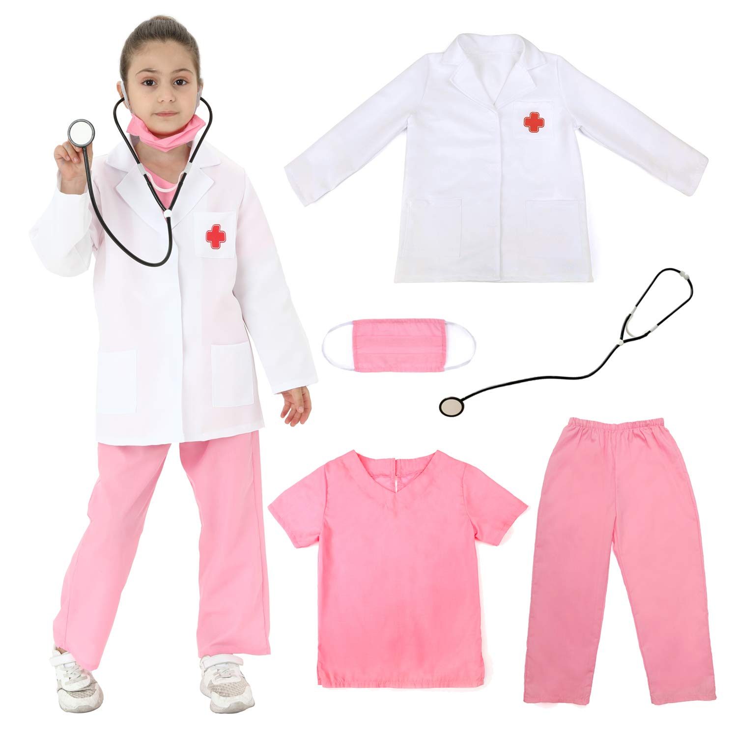 Sincere Party Kids Unisex Doctor Role Play Costume Doctor Fancy Dress Up Playsets Style C 7-9years