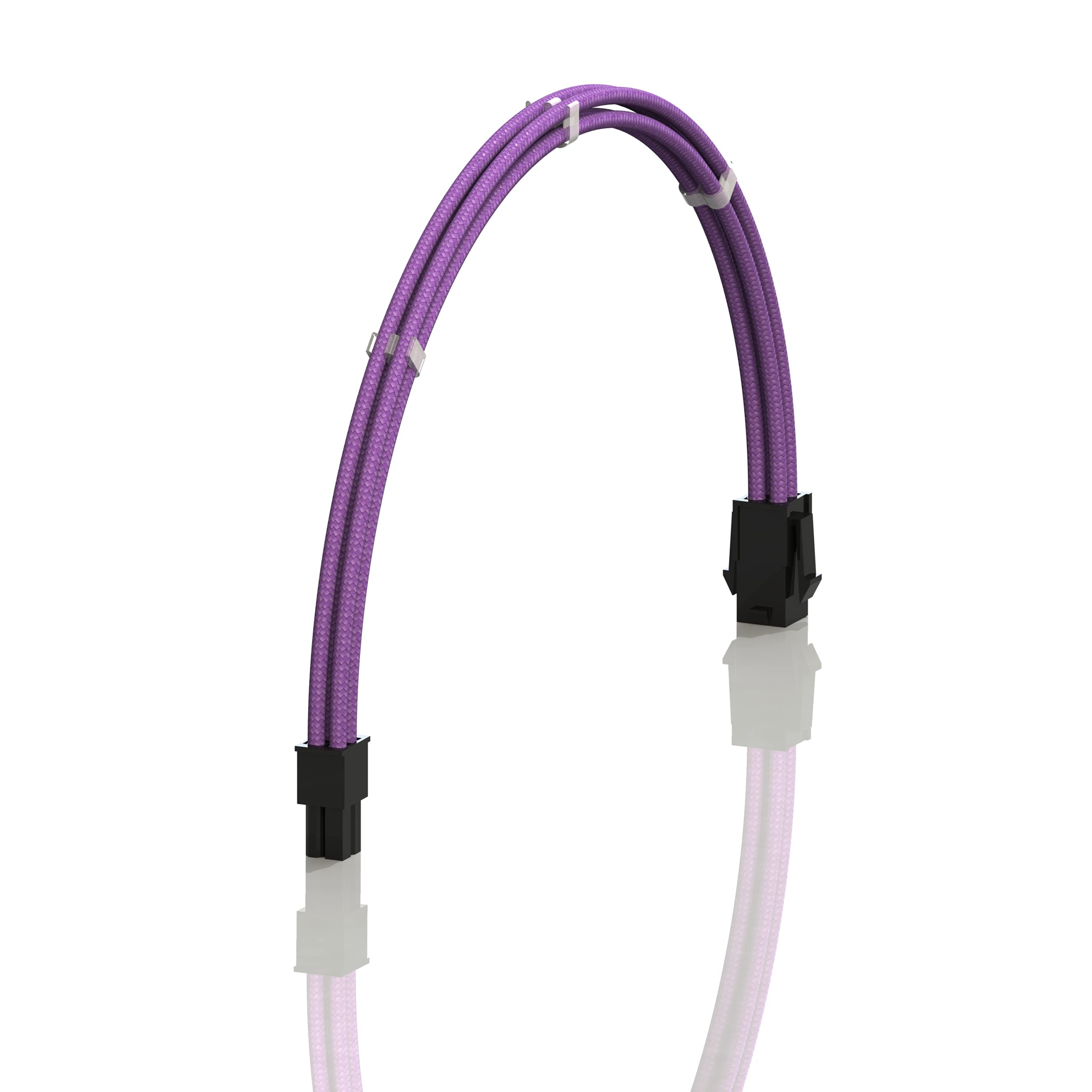 LINKUP - AVA 30cm EPS 4 Pin CPU ATX Motherboard PSU Power Supply Braided Sleeved Custom Mod PC Extension Cable w/Combs | Strong & Stiff Design | Single Pack | 300mm - Purple
