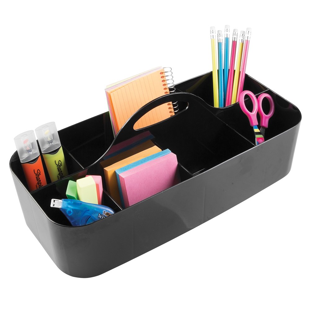 mDesign Large Office Caddy Storage Container Organizer Tote with Built