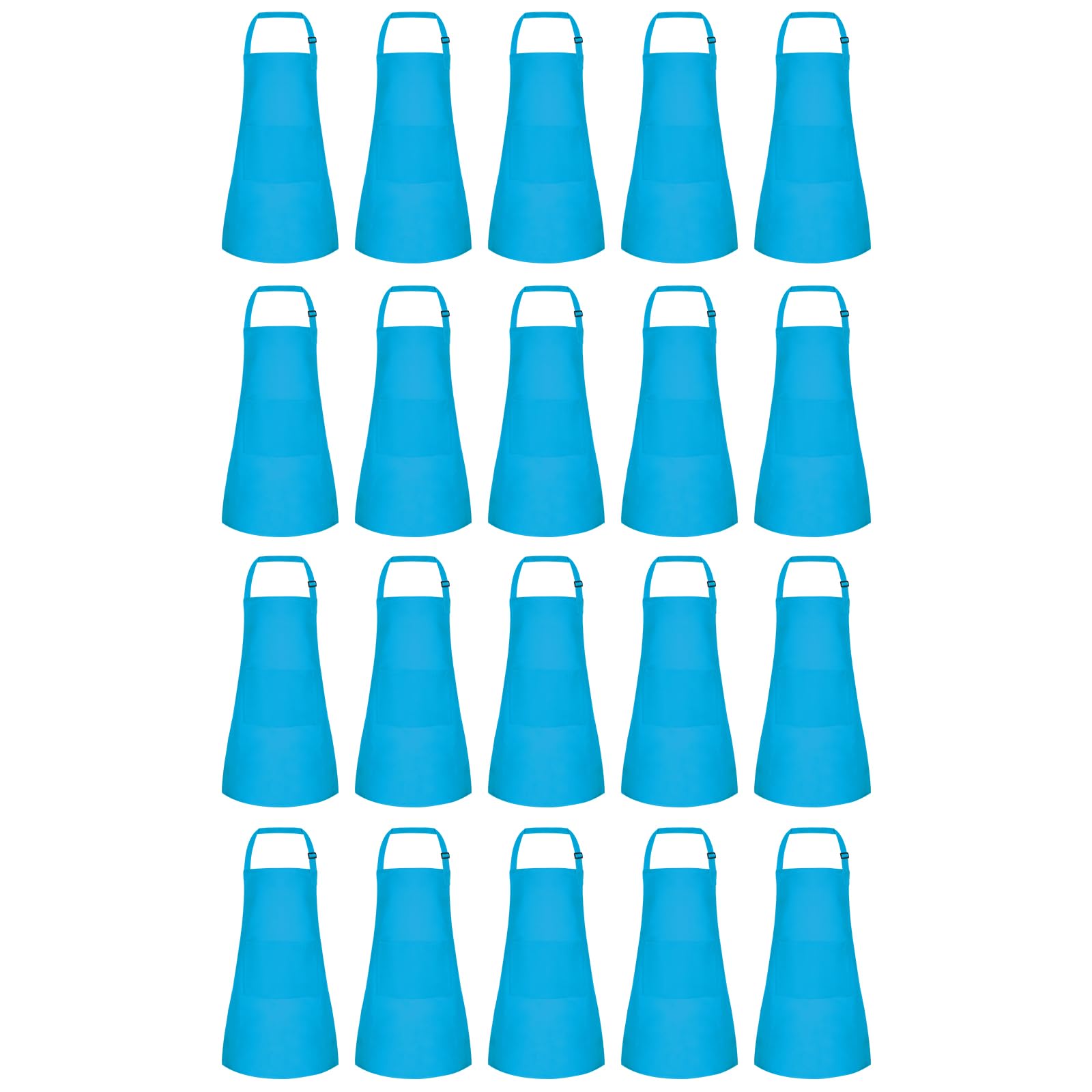 BOUBONI 20 Pcs Kids Apron with 2 Pockets Adjustable Kids Chef Apron Bulk for Cooking Baking Painting Crafting (Blue)