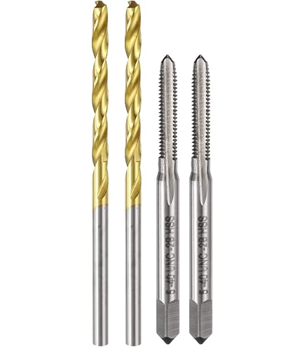 Uxcell M8 X 0.75 Tap And 7.2mm Drill Bit Set – HSS-6542 Straight Flute Threading Kit, Uncoated Tap + Titanium Coated Drill