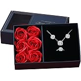 zocare Mother's Day Gifts,4 Pieces Jewelry Set Gifts for Women,Perserved Rose with Necklace Earrings Ring Sets,Birthday Gifts for Wife Mom Girfriend On Valentine's Day Mother's Day Anniversary