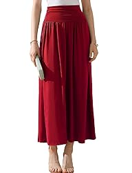 DOUBLJU Casual High Waisted Maxi Skirts with Pocket