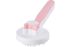 GIHALI Dog Cat Grooming Brush, Self Cleaning Slicker Brushes for Dogs Cats Pet Grooming Brush Tool Gently Removes Loose Undercoat, Mats Tangled Hair Slicker Brush for Pet Massage-Self Cleaning (Pink)