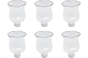 4E's Novelty Clear Glass Votive Cups with Peg - Pack of 6 - Tulip Votive for Candelabra Candle Holder, Home Interior Candle Sconce Glass Replacement Parts, Shabbat Candle Glass Oil Lamp (2.75" Tall)