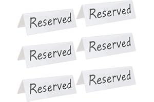 MATIMASU 6 Pack Acrylic Reserved Table Signs for Wedding Party Restaurant - Double Sided Reserved Tent Sign for Tables Chairs - Wedding Accessories Guest Reservation Sign - 7.9 x 2.7 Inches - White