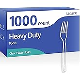 SACATR 1000 Count Plastic Forks Heavy Duty, Plastic Silverware Clear Forks, Premium Disposable Forks Bulk, BPA-Free, Heat Resistant, Suitable for Parties, Events and Everyday Use