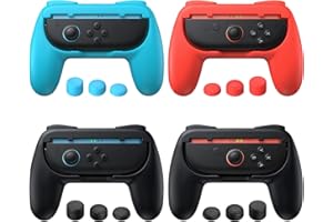 FASTSNAIL 4 Pack Grips for Nintendo Switch 2 (2025) for Joy-Con 2, Wear-Resistant & Anti-Slip Switch 2 Controllers Grips Handle Kit, Switch 2 Holder Accessories for Joycon 2(Black,Black,Red,Blue)